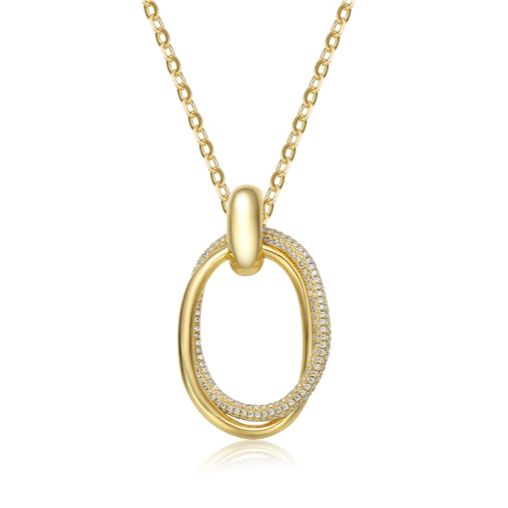 14K YELLOW GOLD HOOP DROP NECKLACE, 18”